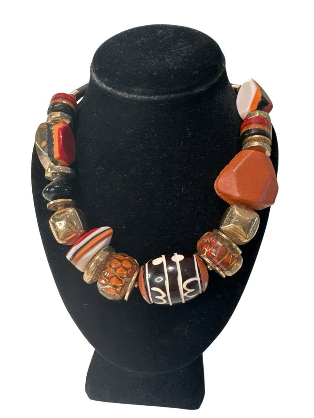 Chicos Multicolor Chunky Beaded Necklace Mixed Bead Statement Tribal